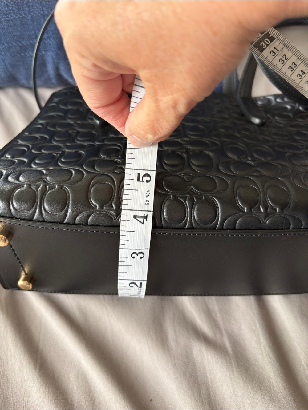 Coach Charlie Carryall 28 Signature Embossed Black Leather Handbag/Crossbody - Picture 14 of 14